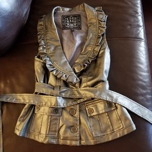 Last Kiss cinched, long, metallic vest, size M